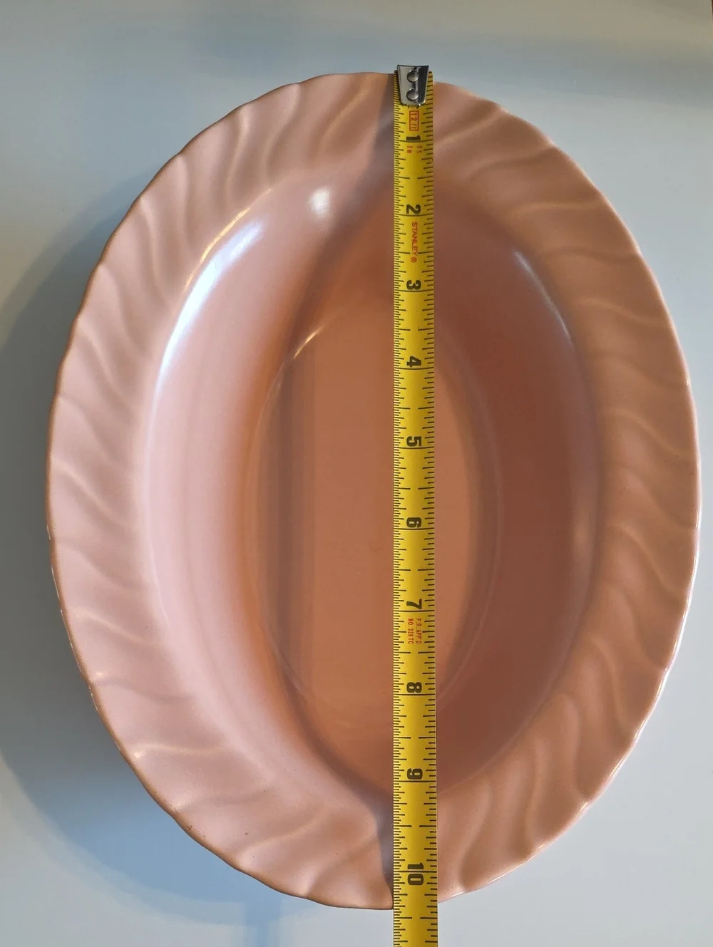 Vintage Gladding McBean Franciscan Coronado Coral Pink Oval Platter Swirl Rim